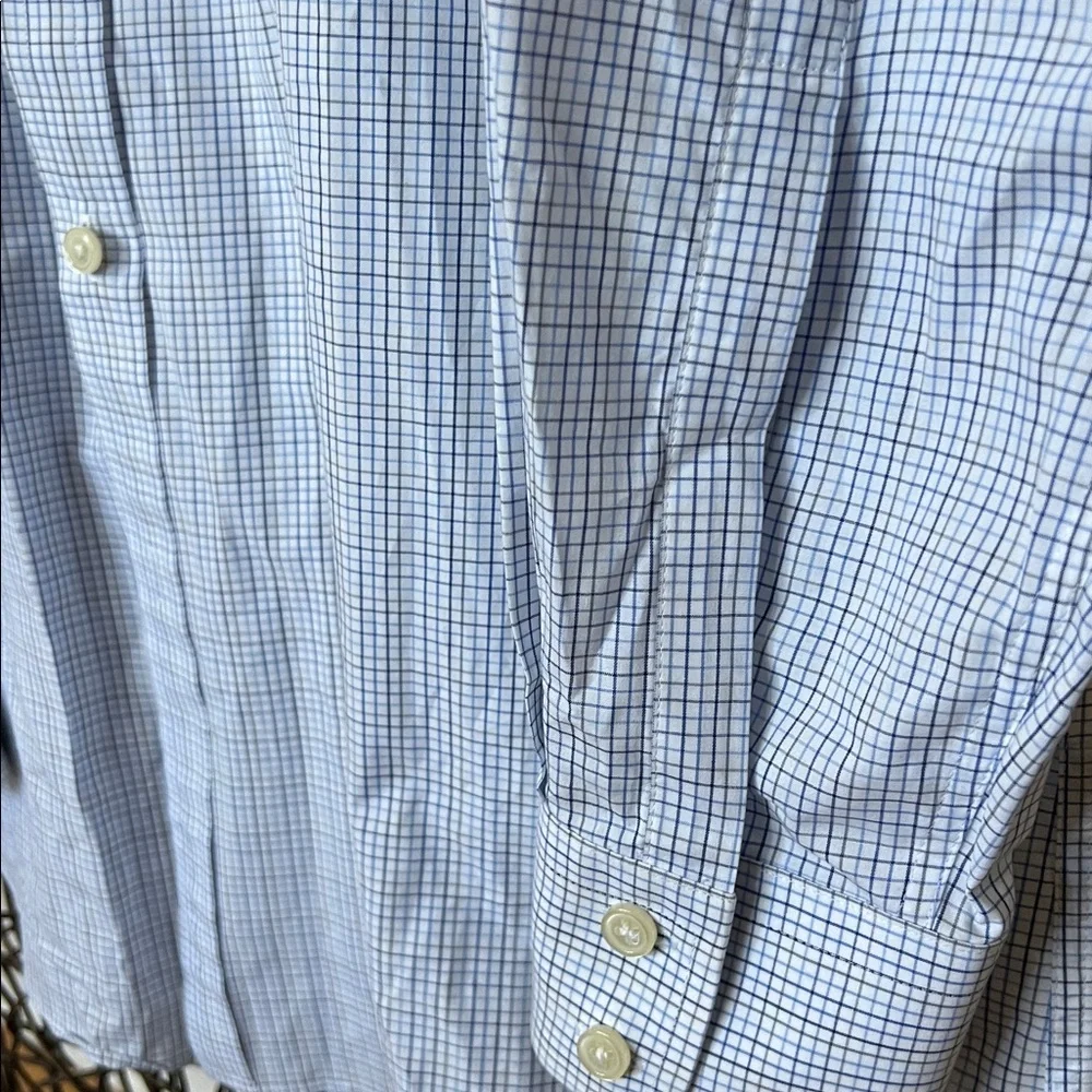 Charles Tyrwhitt Light Blue Checkered Dress Shirt 100% Cotton Extra Slim 17/35